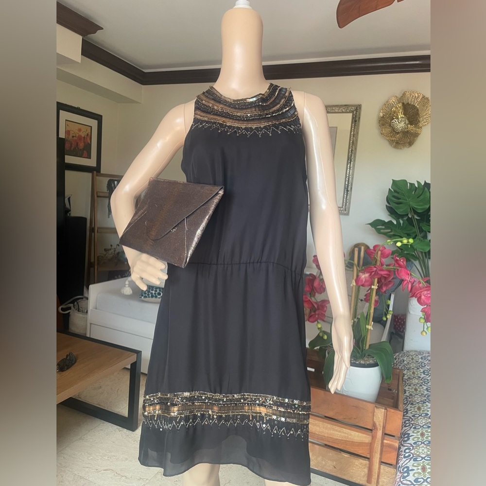 Elegant Black and Gold Women's Dress